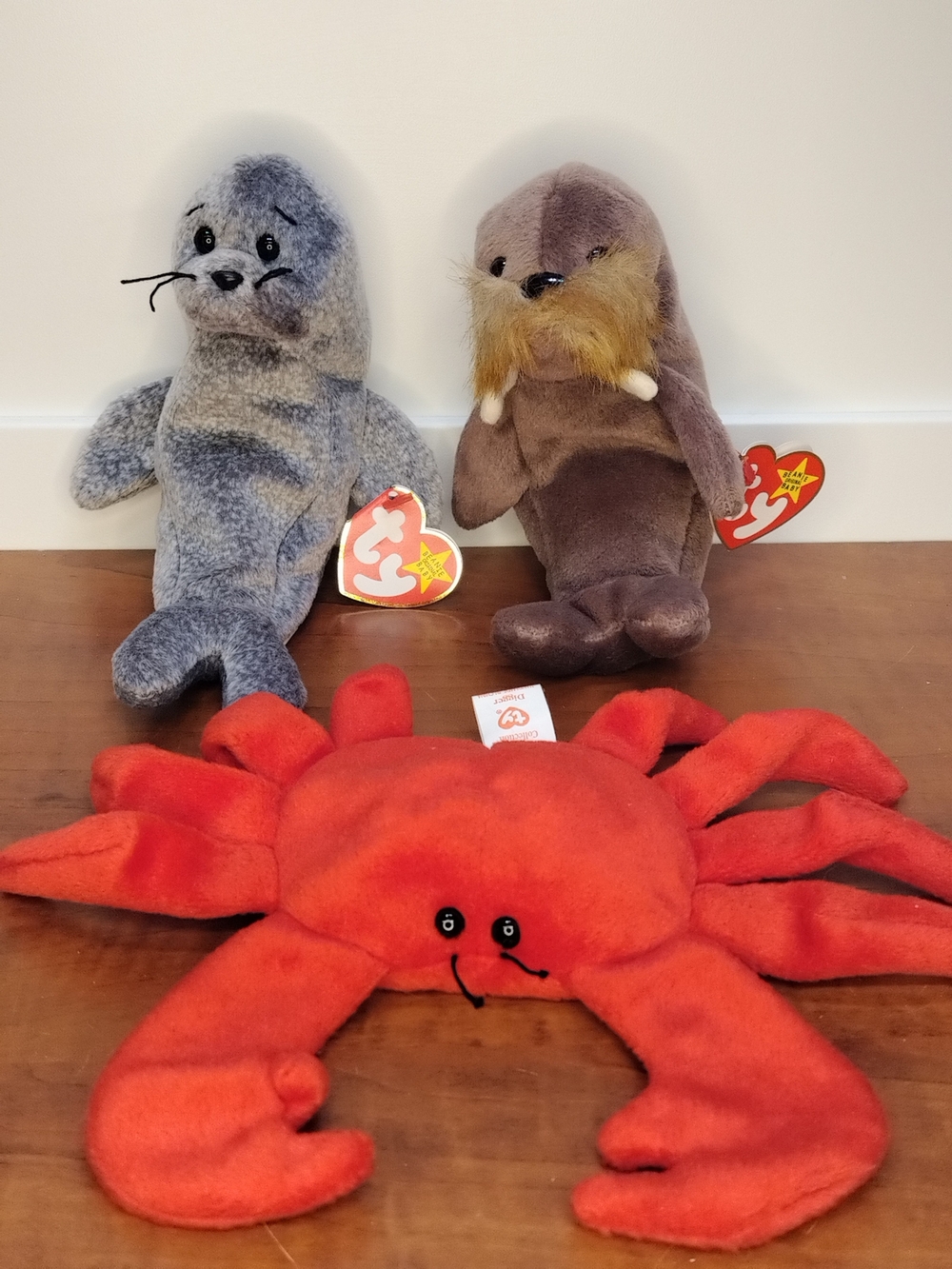 Ty Beanie Babies Ocean Themed Includes Digger Crab, Slippery Seal, Jolly Walrus